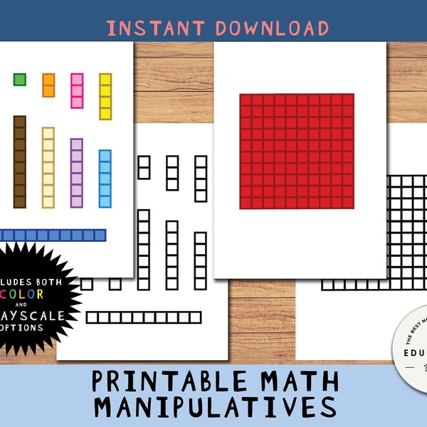 Math Manipulatives, Space Saving, Color Coded Take Anywhere Printable Blocks