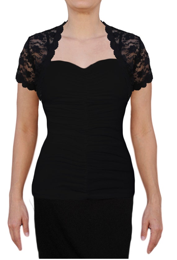 USA Made Stretch Lace Cropped Short Sleeve Bolero Shrug Cover - Etsy