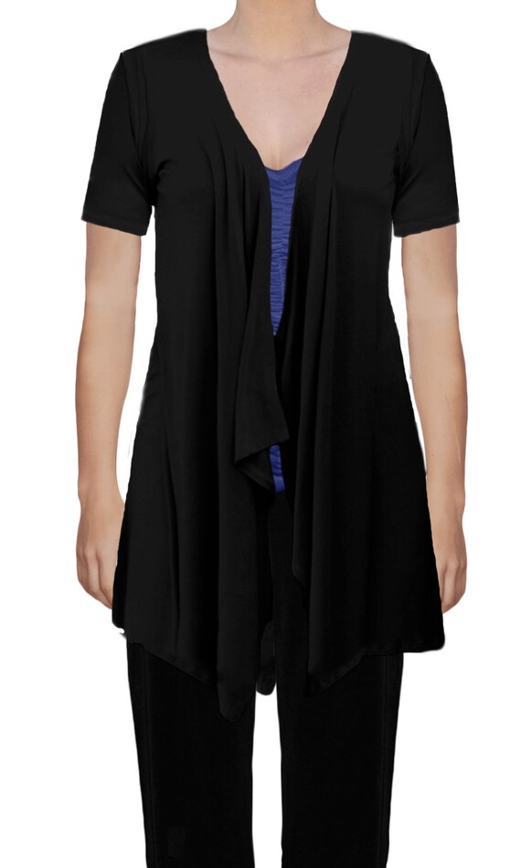 Lightweight Short Sleeve Jersey Knit Open Front Draping Etsy