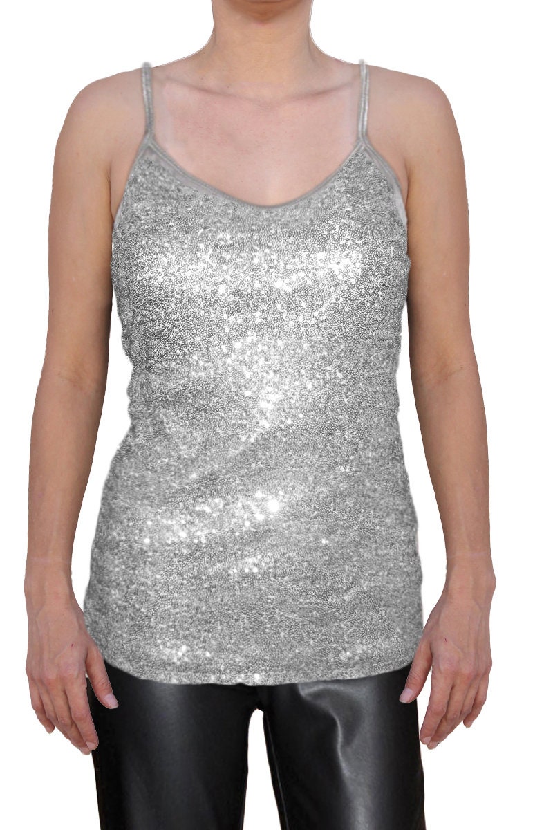 USA Made Sequin Tank Top With Adjustable Stretch Straps Fully Lined by ...