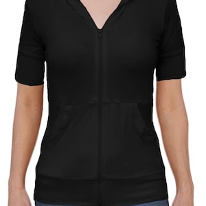 Damen Kurzarm Zip Hoodie von Ooh la la