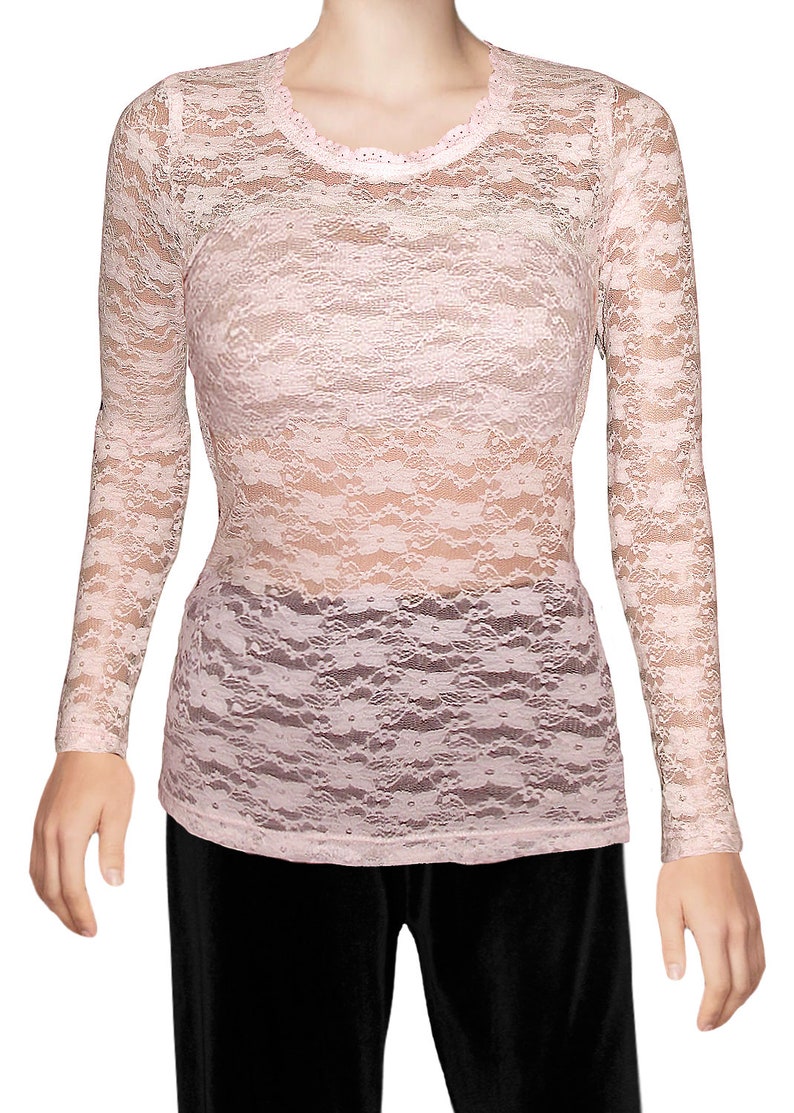 USA Made Stretch Lace Long Sleeve T-shirt Blouse by Ooh La La - Etsy