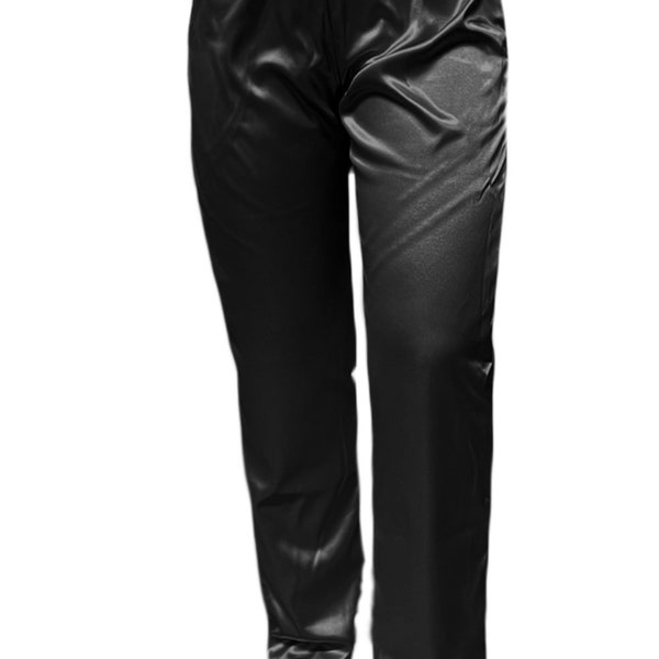 USA Made Stretch Satin Fully Lined  Drawstring Pants with Crystal Embellished Drawstring