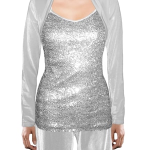 silver bolero jackets for evening dresses Moda Glam Cyrene Sequin Bolero Women Jacket
