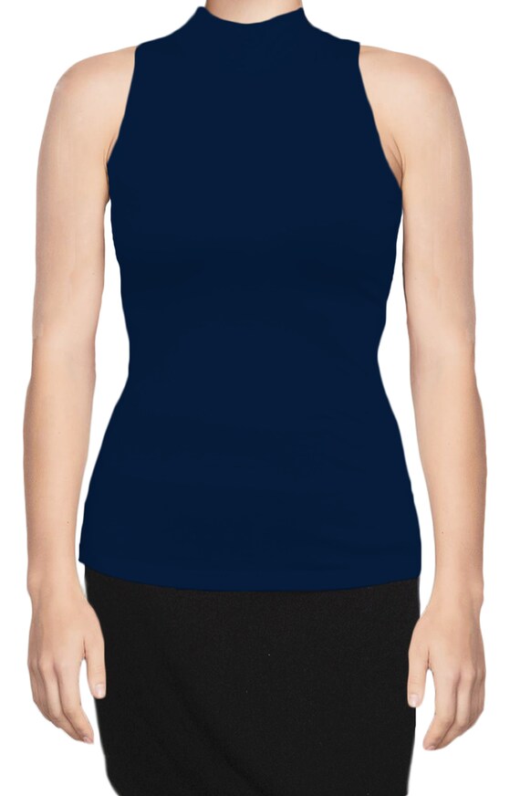 Navy blue sleeveless best sale turtleneck