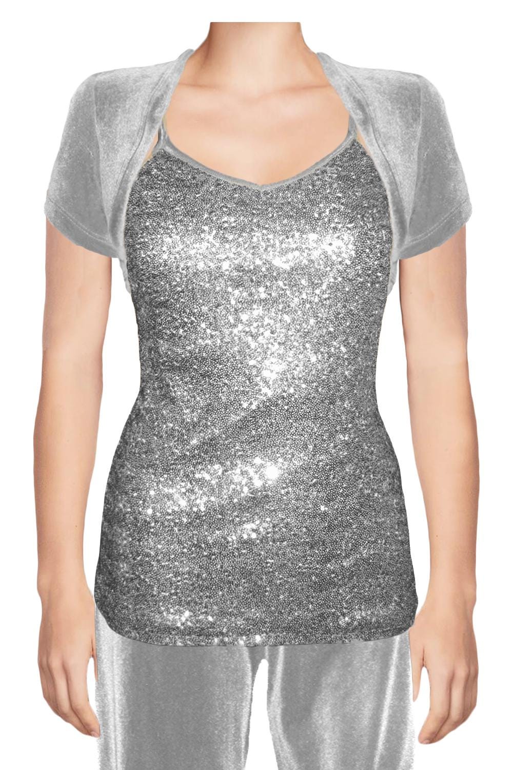 knee length dresses for ladies Silver Metallic Jacket From Soda Tabs main image 1