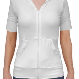 USA Made Damen Kurzarm Hoodie mit Reißverschluss von Ooh la la