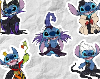 Stitch Takes on Villains | Movie Stickers & Magnets | Laptop, Planner, Water Bottle Sticker
