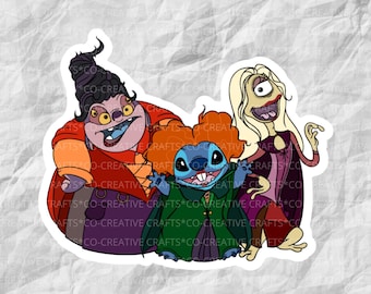 Stitch Takes on Hocus Pocus | Movie Stickers & Magnets | Laptop, Planner, Water Bottle Sticker