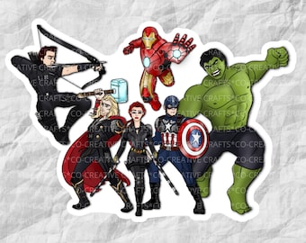 Avengers Stickers & Magnets | Black Widow | Iron Man | Thor | Captain America | Hulk | Hawkeye | Laptop, Planner, Water Bottle Sticker