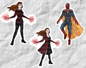 Avengers Stickers & Magnets | WandaVision | The Scarlet Witch | Vision | Laptop, Planner, Water Bottle Sticker