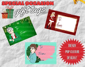 Pop Culture Special Occasion Peel and Stick Gift Tags | Christmas Gift Tags | Birthday Gift Tags | Holiday Present Sticker Sheets