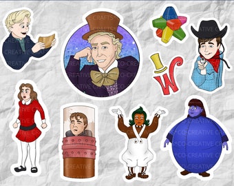 Willy Wonka Stickers & Magnets | Movie Stickers | Laptop, Notebook, Planner, Water Bottle Stickers | Wall Art