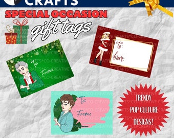 Pop Culture Special Occasion Peel and Stick Gift Tags | Christmas Gift Tags | Birthday Gift Tags | Holiday Present Sticker Sheets