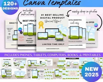 120+ PLR RESALE CANVA Mockup Bundle used for Digital Marketing, Digital Product Mockup, Social Media Posts, Etsy listings and more!