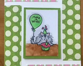 Cat Birthday Cards, Birthday Cards, Balloon Birthday Cards, Cake Birthday Cards, Cupcake Birthday Cards