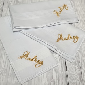 Personalized Embroidered Handkerchiefs Custom Name Hanky Luxury Gift for Her Him Monogrammed Wedding Hankies