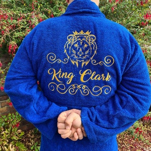 Personalized Lion Embroidery Bath Robe: Custom Spa Robe