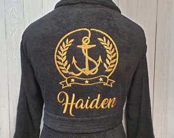 Personalized Custom Bath Robe For Men, Robe For Women, Customized Bath Robe, Spa Robe, Anchor Embroidery