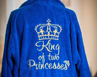 Personalized Terry Towelling Bathrobe, Custom Embroidered Crown, Quote Text, Luxury Spa Robe, Gift For Him, Dad, Husband Present