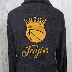 Personalized Custom Bath Robe For Men, Robe For Women, Customized Bath Robe, Spa Robe, Basketball Embroidery