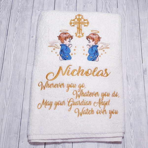 Personalised Christening Towel, Baptism Towel with Name, Embroidered Christening towel, Customised baptism Towel