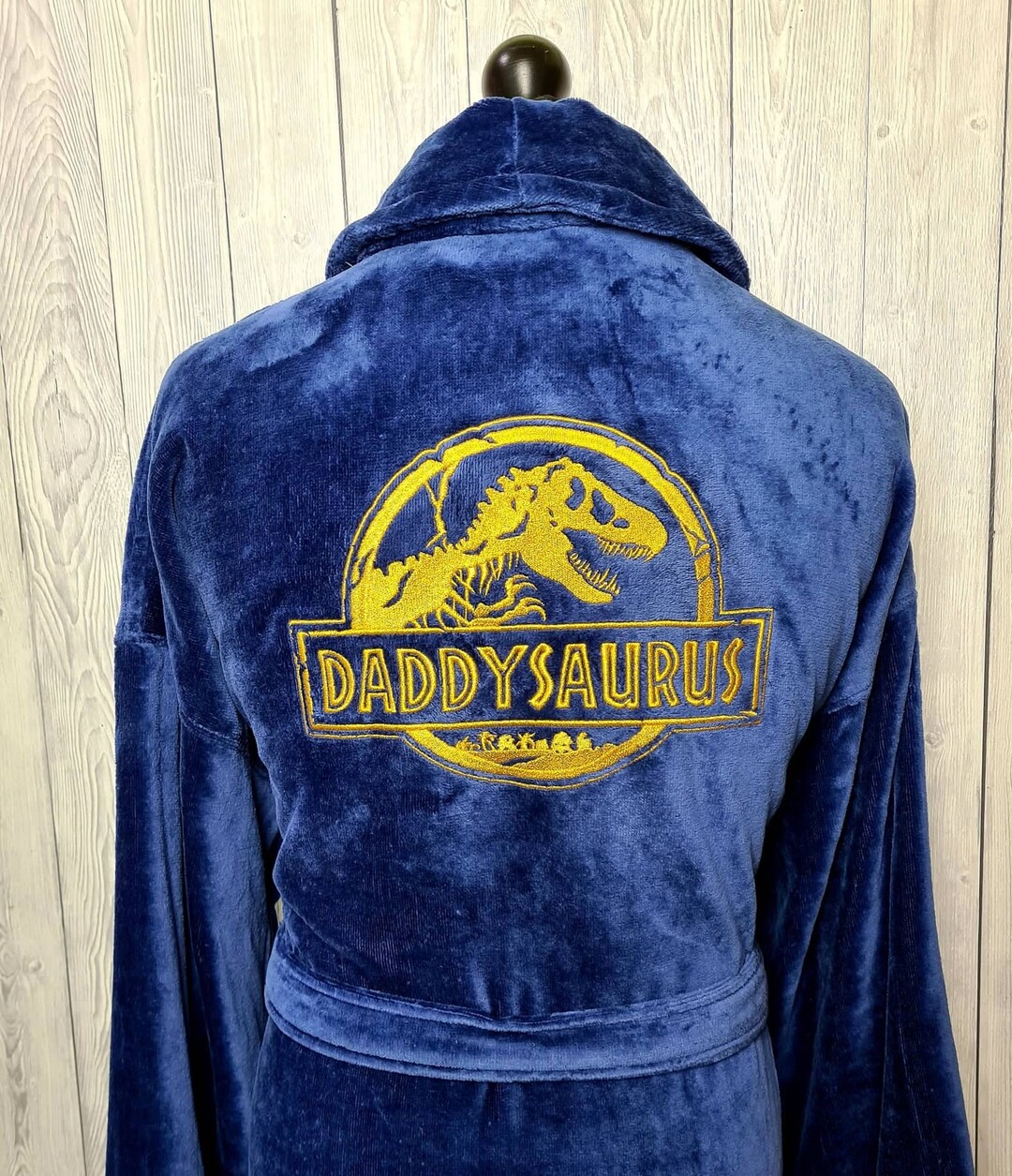 Personalised Custom Men Bathrobe, daddysaurus Embroidery Etsy