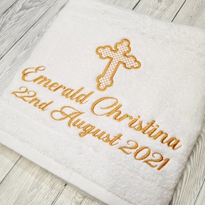 Personalized Christening Towel: Embroidered Baptism Gift