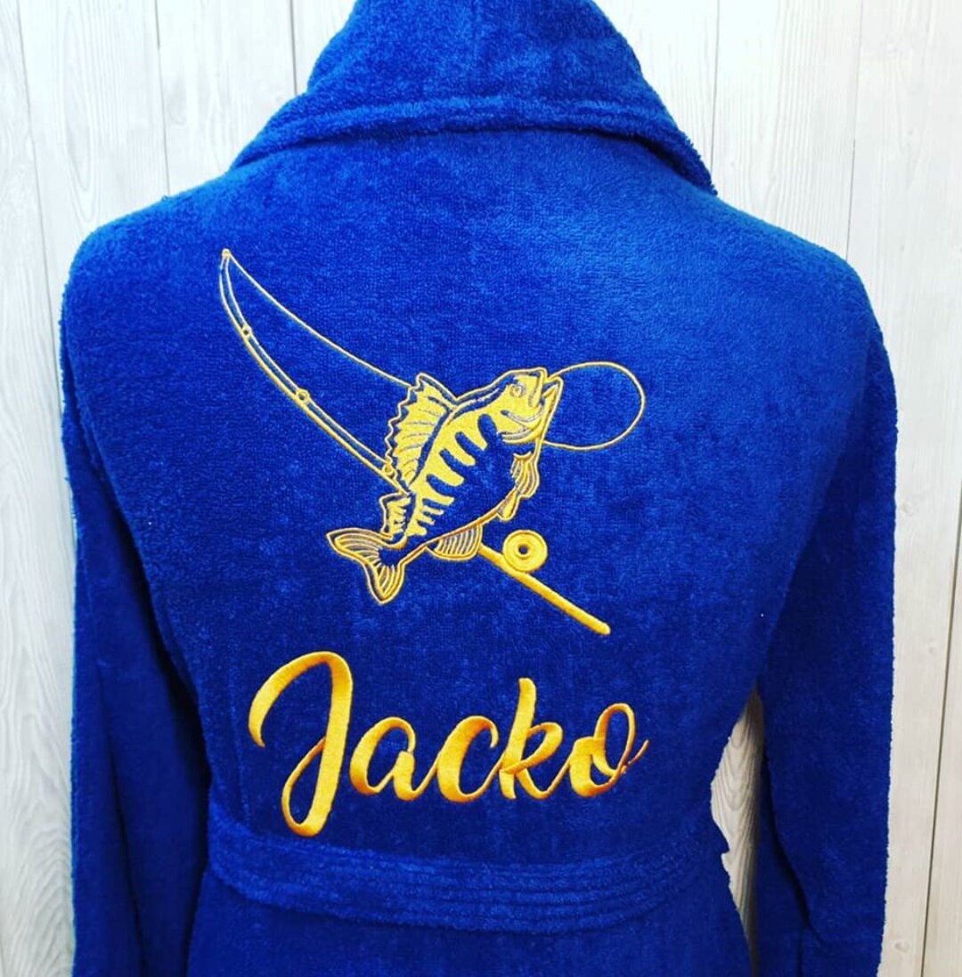 Robe Fishining Personalized Fishing Embroidery Bath Robe: Custom Spa Robe - Etsy