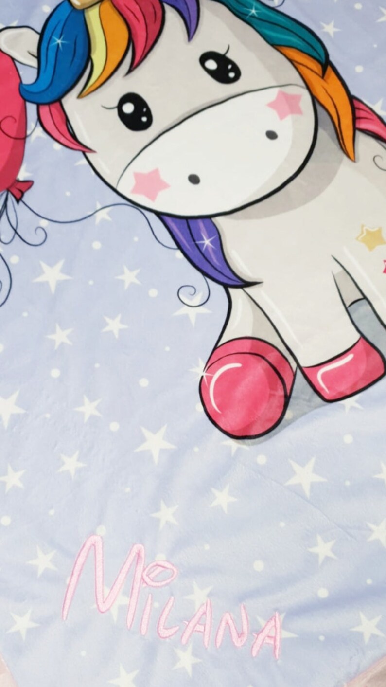Personalised baby plush unicorn blanket cushion with name Etsy