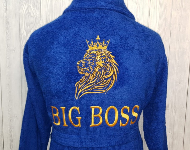 Personalised Custom Men Bathrobe lion Embroidery Etsy
