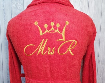 Personalized Terry Towelling Robe: Embroidered Crown, Custom Name