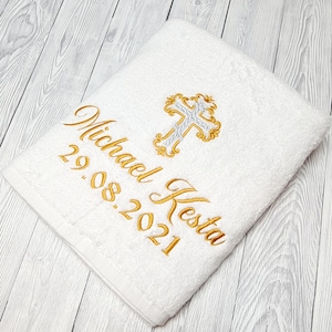 Personalized Embroidered Christening Towel: Baptism Gift