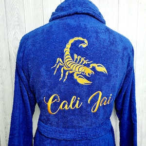 Custom Embroidered Scorpion Bathrobe for Men and Women  Unique Gift  Robe with Custom Name Embroidery