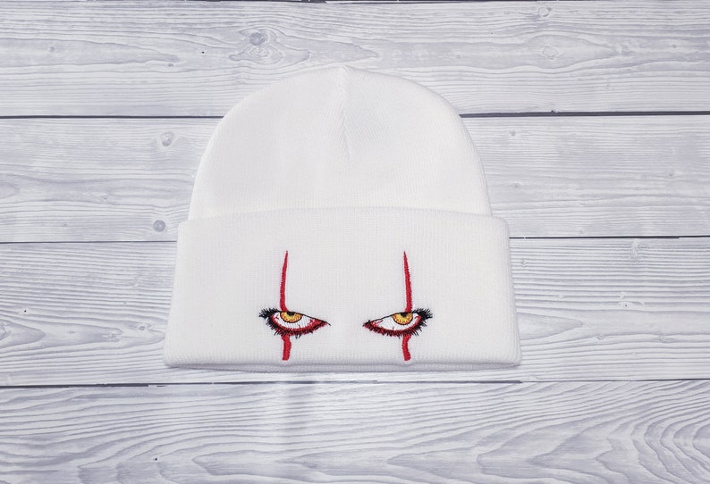Embroidered Beanie Pennywise Scary Eyes Beanie Hat Etsy UK