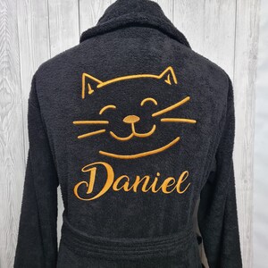 Personalized Custom Bath Robe For Men, Robe For Women, Customized Bath Robe, Spa Robe, Cat Embroidery