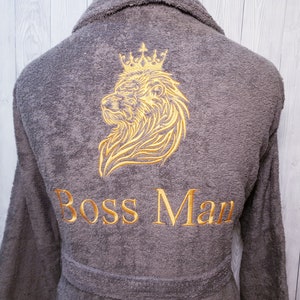 Personalised Custom Bath Robe For Men, Robe For Women, Customized Bath Robe, Spa Robe, Lion Embroidery