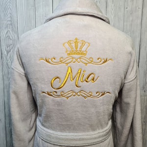 Personalized Custom LUXURY Soft VELOUR Cotton Bathrobe with a Royal Crown