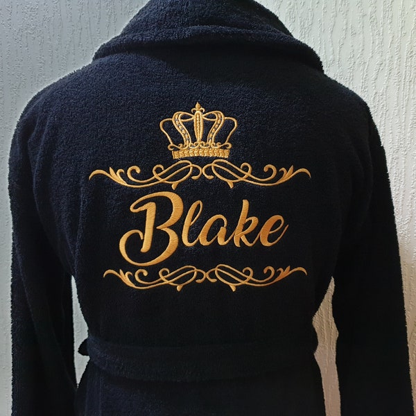 Personalized Custom Bath Robe For Men, Robe For Women, Customized Bath Robe, Spa Robe, Crown Embroidery