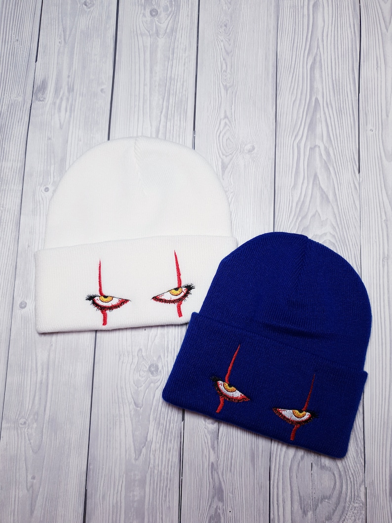 Embroidered Beanie Pennywise Scary Eyes Beanie Hat Etsy UK
