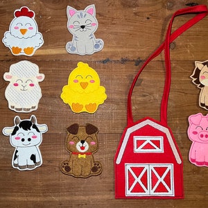 Embroidered felt Barn and animals