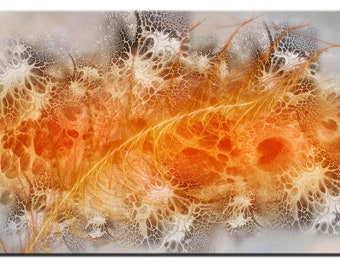 Lacey 1 Orange Grey Digital Mixed Media Canvas Print Ready To Hang Limited Edition Office Living Room Bedroom Abstract Colourfull Modern