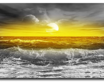Canvas Print Uk Framed Yellow Sunset Print for Living Room Modern Beach Print Digital Wall Art Prints Cool Bright Sunrise Art Print Wall Art