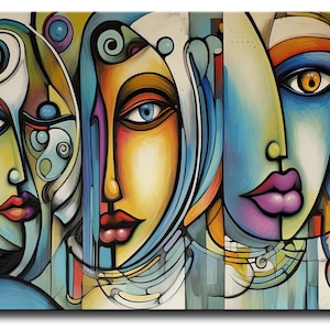 Canvas Print UK Ready To Hang Limited Edition Office Living Room Bedroom Abstract Colourfull Modern Art Handmade Original Faces 2 Color Mix