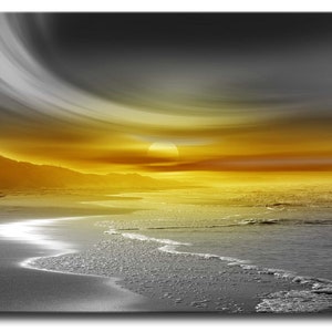 Canvas Print Uk Framed Sunset Art Print for Living Room Modern Beach Print Digital Wall Art Prints Cool Bright Yellow Art Prints Wall Art