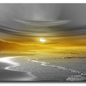 Canvas Print Uk Framed Sunset Art Print for Living Room Modern Beach Print Digital Wall Art Prints Cool Bright Yellow Art Prints Wall Art