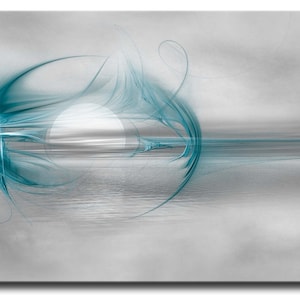 Printed Canvas Wall Art Ready To Hang, Handmade Office Living Room Bedroom Abstract Modern Art, Home Decor Art Mood, Dreams 5 Teal Grey