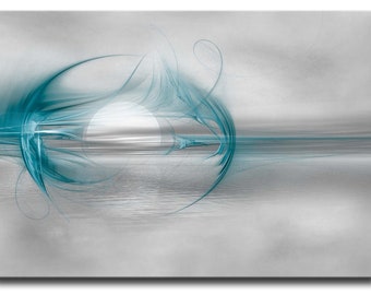 Printed Canvas Wall Art Ready To Hang, Handmade Office Living Room Bedroom Abstract Modern Art, Home Decor Art Mood, Dreams 5 Teal Grey