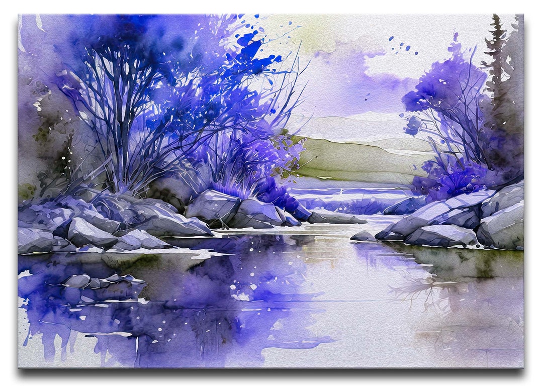 Abstract River Landscape Canvas Print, Ready to Hang - Etsy