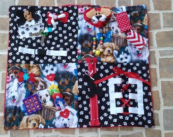 Dog Activity Fidget Blanket, Sensory Toy for Dementia, Autism